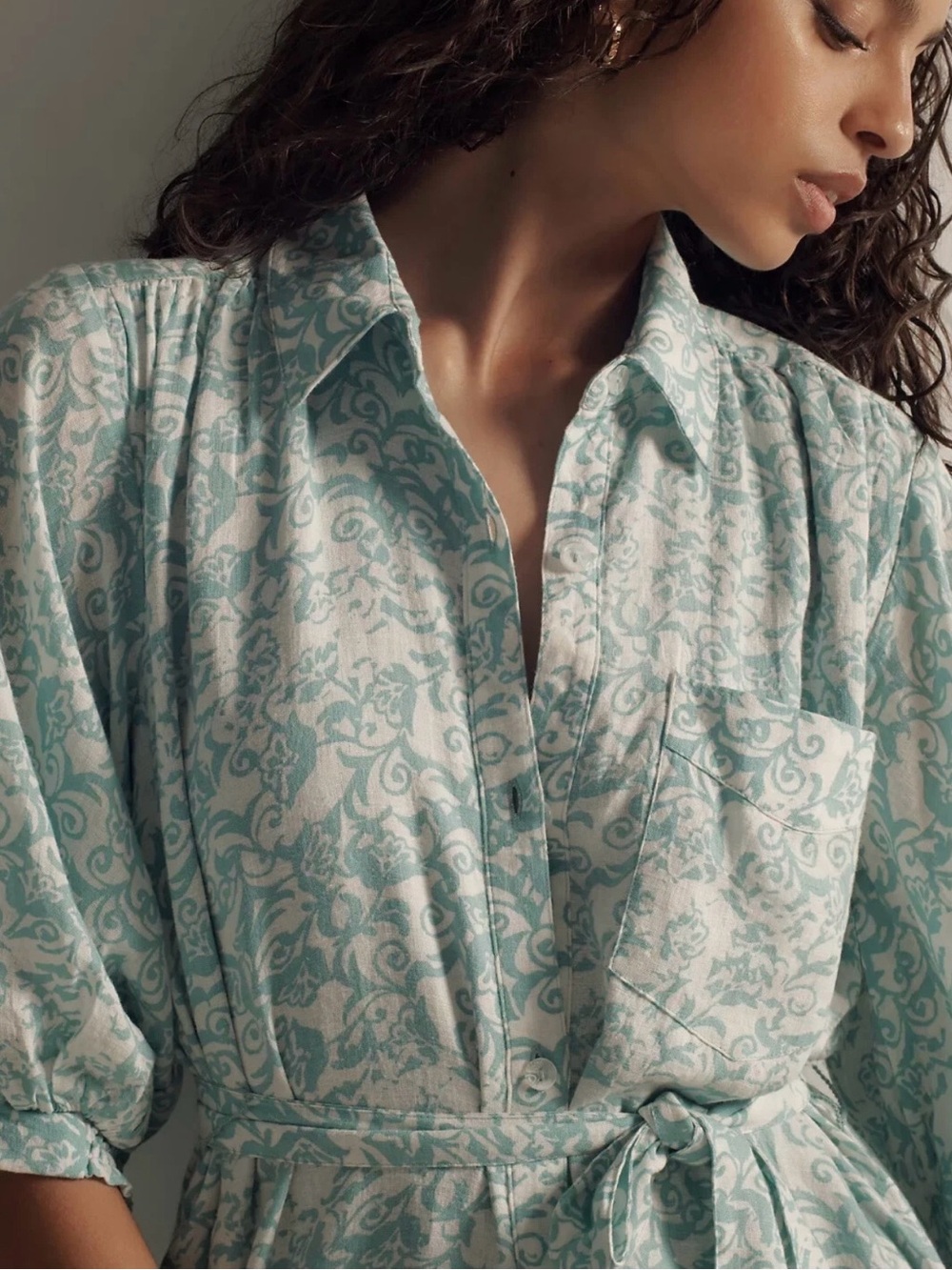 💫ANTHROPOLOGIE💫 Maeve Irene Linen Shirt Dress - Picture 4 of 5